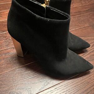 MICHAEL Michael Kors Black Ankle Boots with Gold Accents